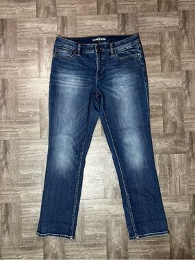 LANDS’ END Women’s Mid Rise True Straight Jeans Size 8